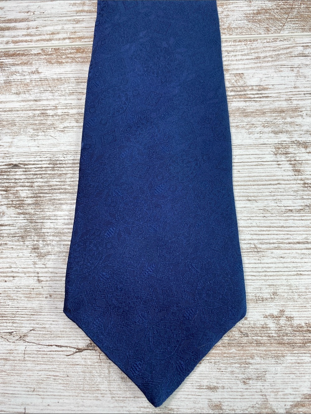 Men's Navy Textured Tie Classic Tonal Formal Wide Necktie 56”